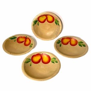 **SOLD** Set of 4 VTG Handpainted Fruit 7” Wood Salad Bowls